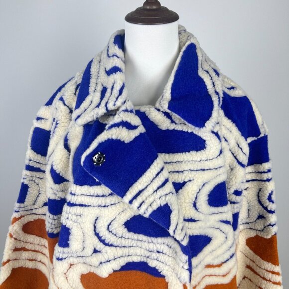 NWOT Farm Rio Wool Blend Hearts Fleece Oversized Coat Size M Multicolor - Picture 6 of 12